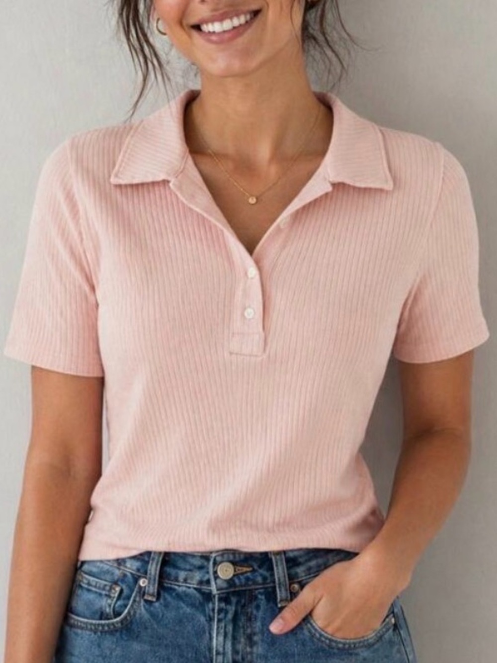 J. Crew Premium Ribbed Short Sleeve Polo Ballet Slipper Pink